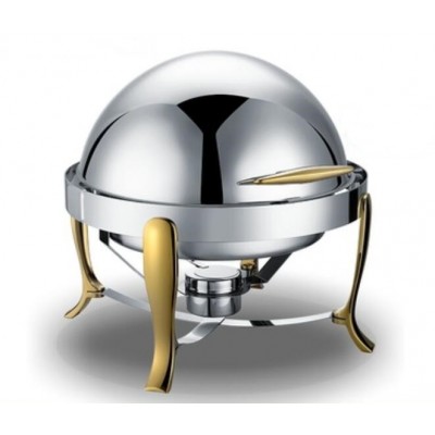 Gold-plated Round Chafing Dish / Roll Top Chafer